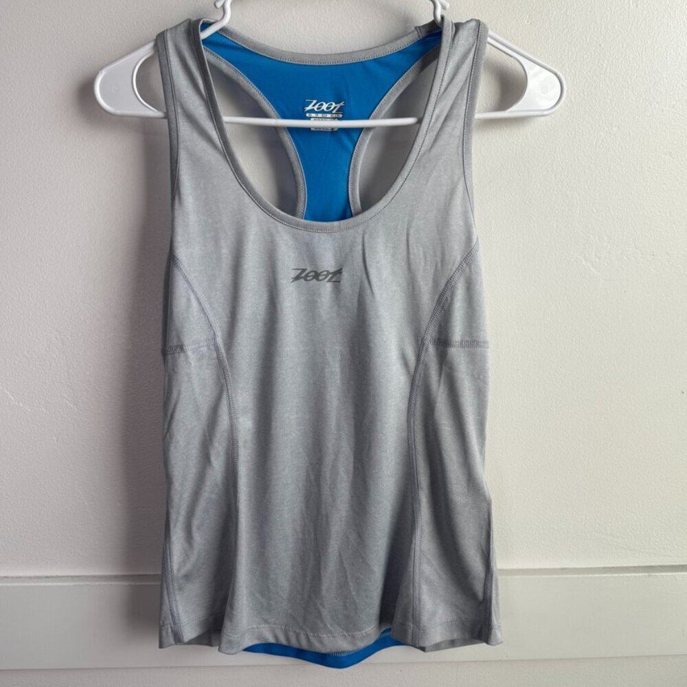 NWOT ZOOT RUN Silver Stand Heather & Pacific Singlet Tank Top